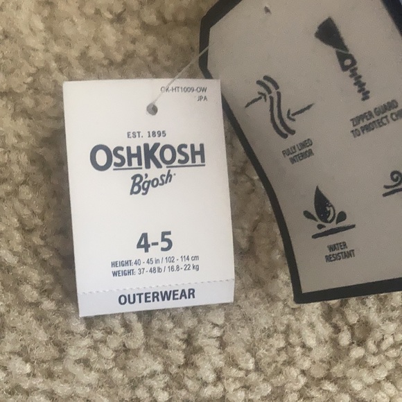 Oshkosh windbreaker new with tags. Size 4/5T - Picture 5 of 6